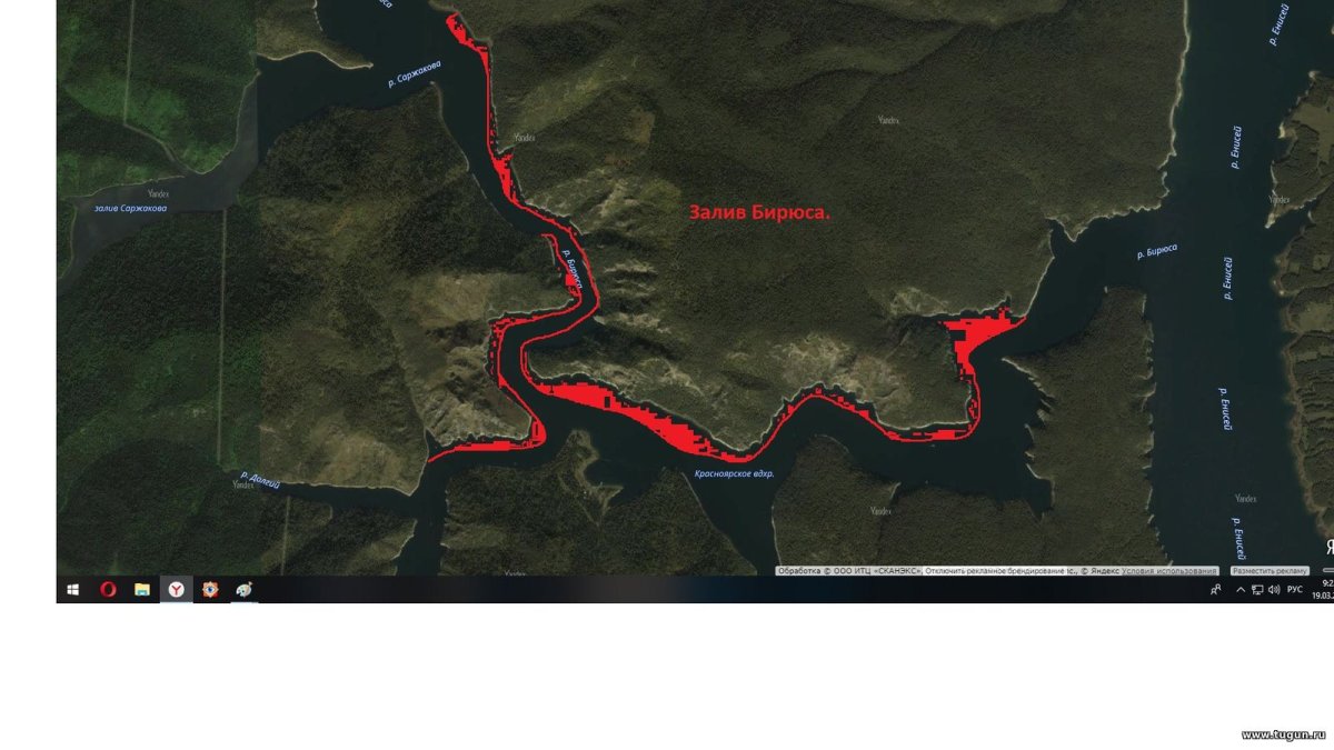 Бирюсинский залив Красноярское море на карте
