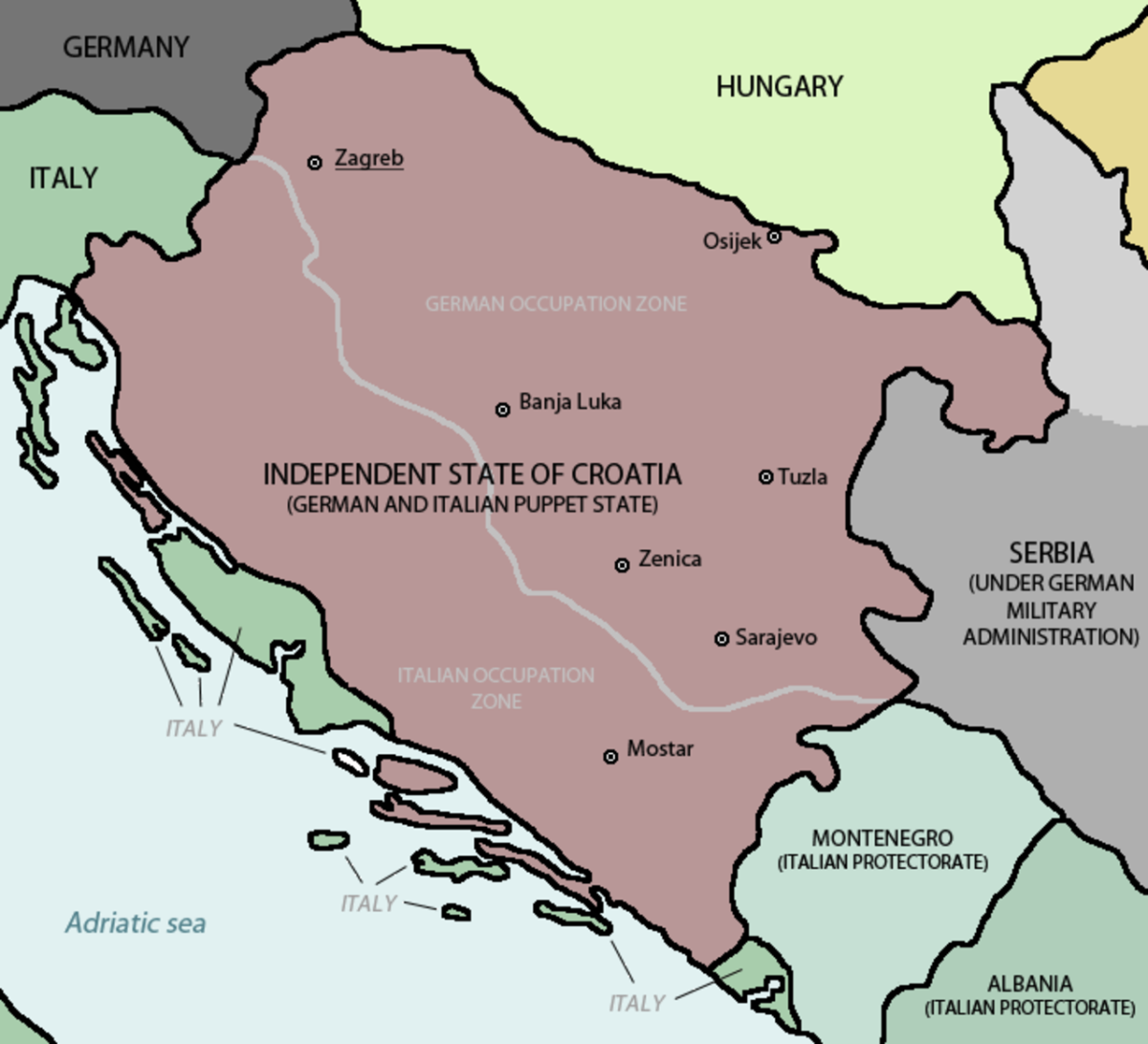 Карта Хорватии 1941