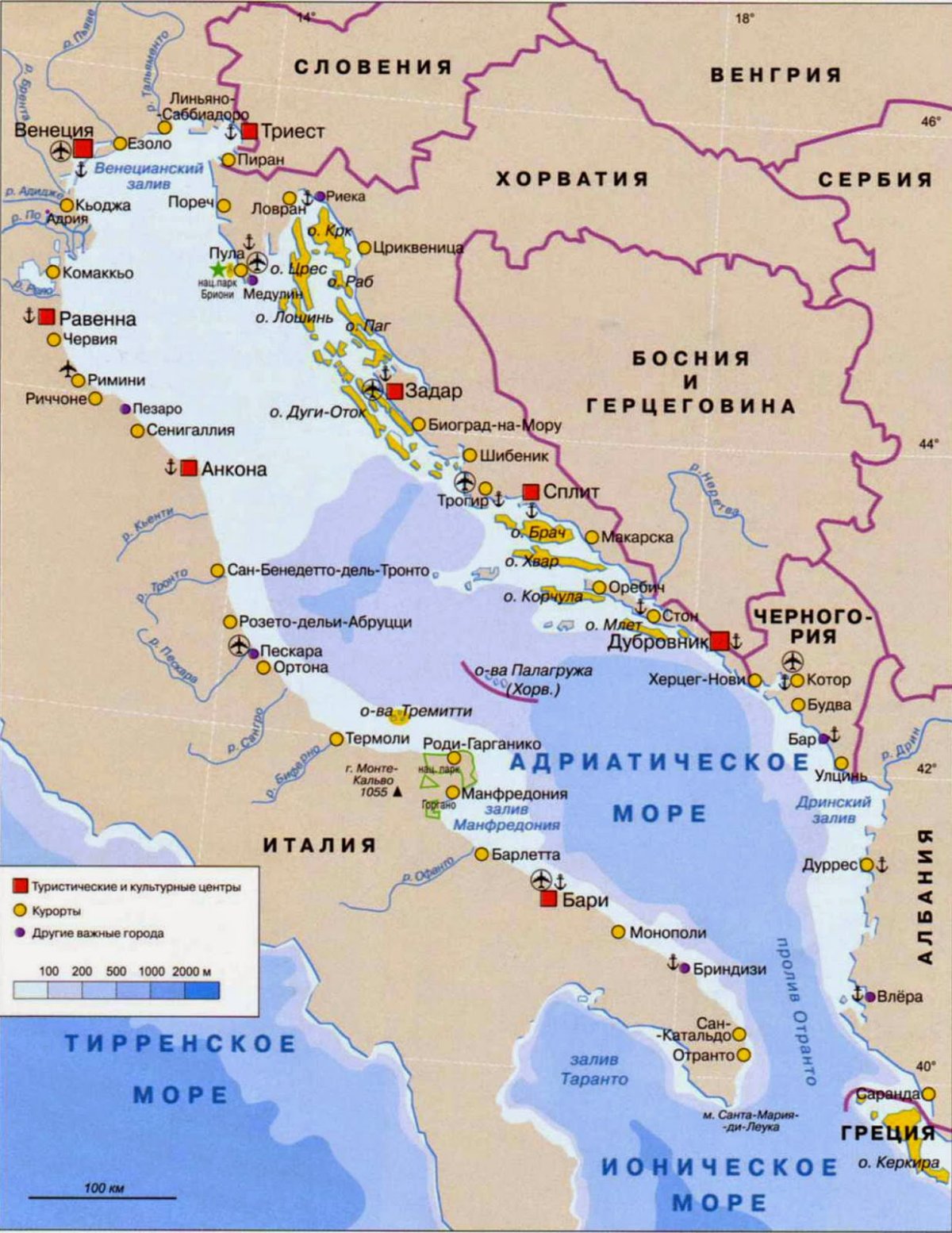 Адриатическое море на карте