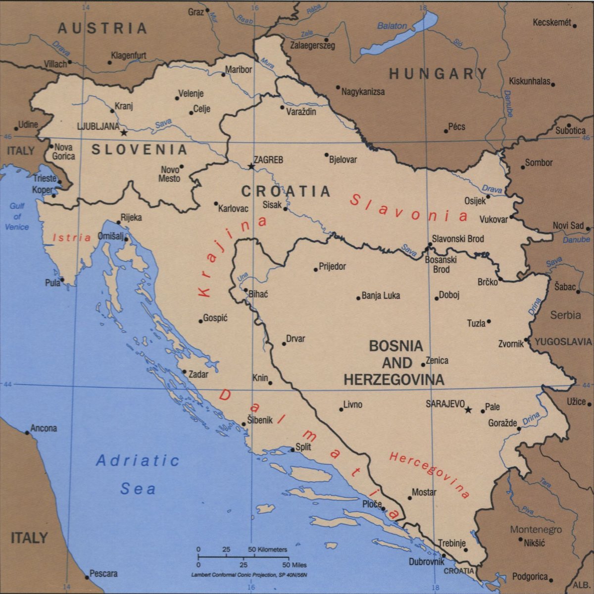 Югославия на карте
