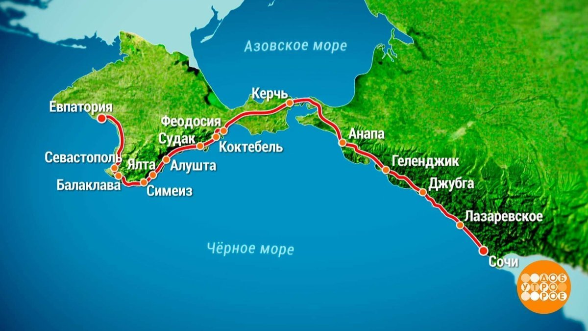 Карта Краснодарского края побережье черного моря