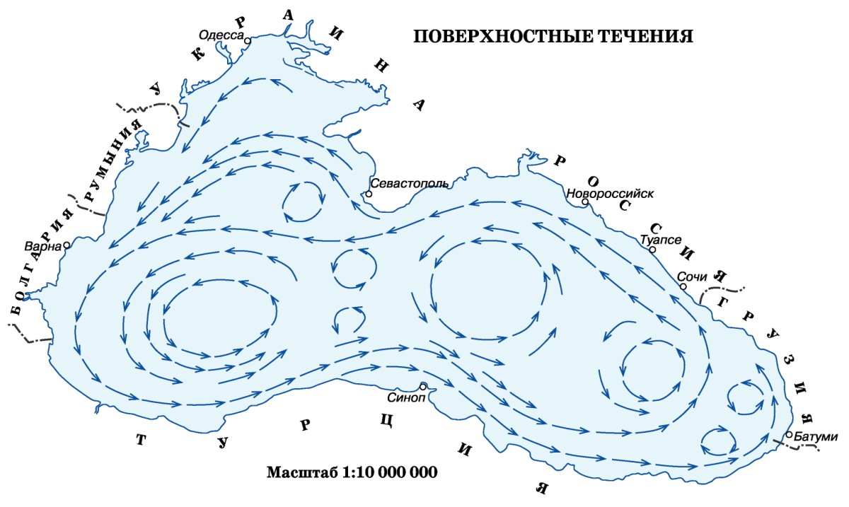 Карта течений черного моря