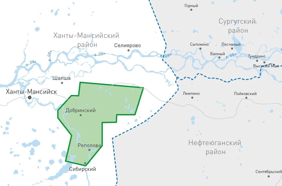 Приобское месторождение на карте ХМАО