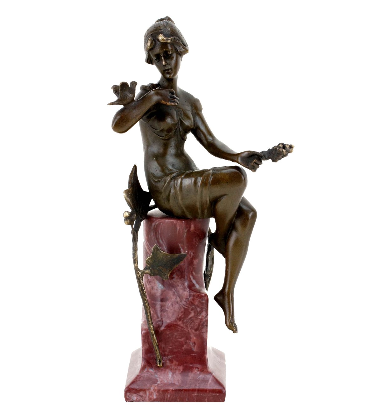 Erotic nude Sea girl with Fish Bronze Statue by Preiss