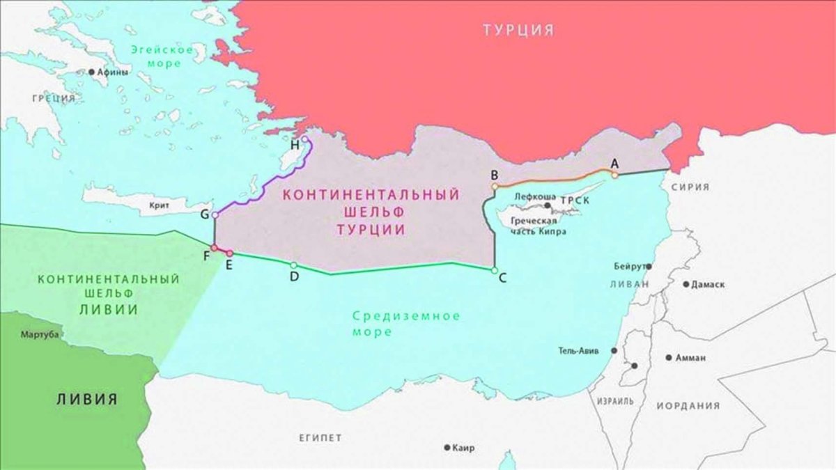 Ливия в Средиземном море карта