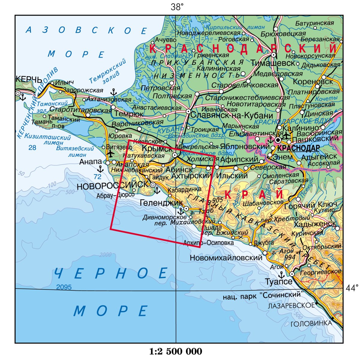 Новороссийск карта побережья