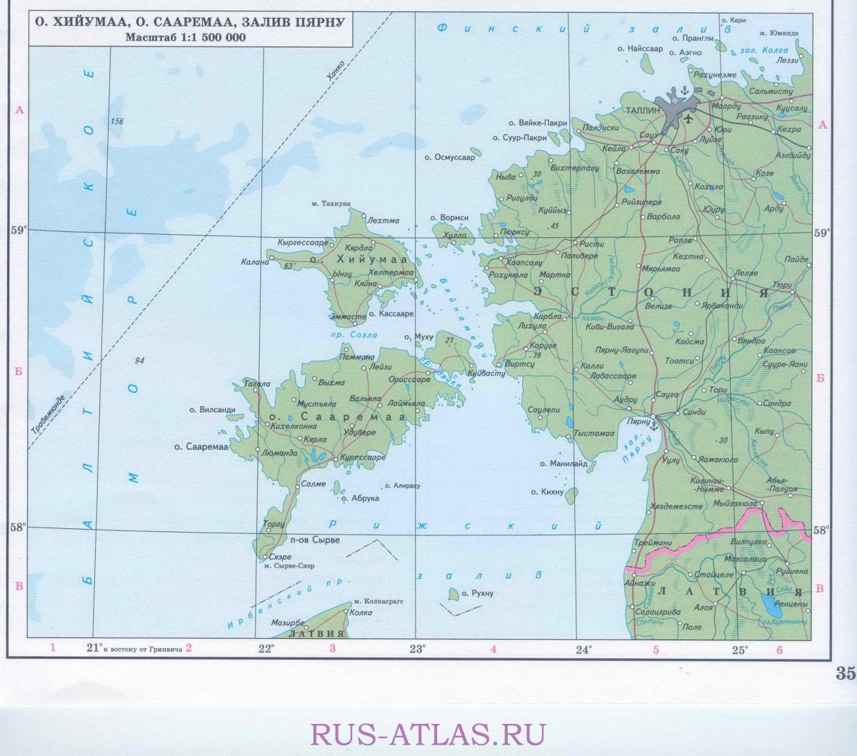 Эстония карта остров Эзель
