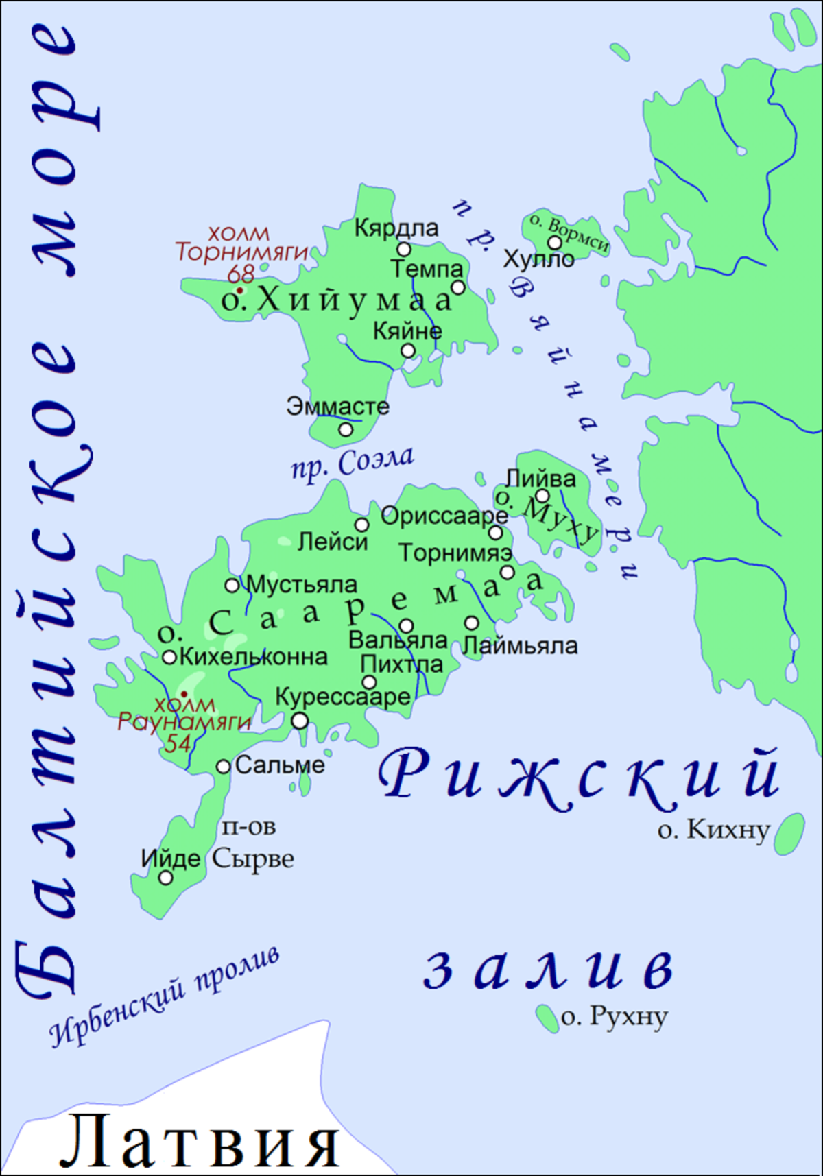 Пролив Моонзунд на карте