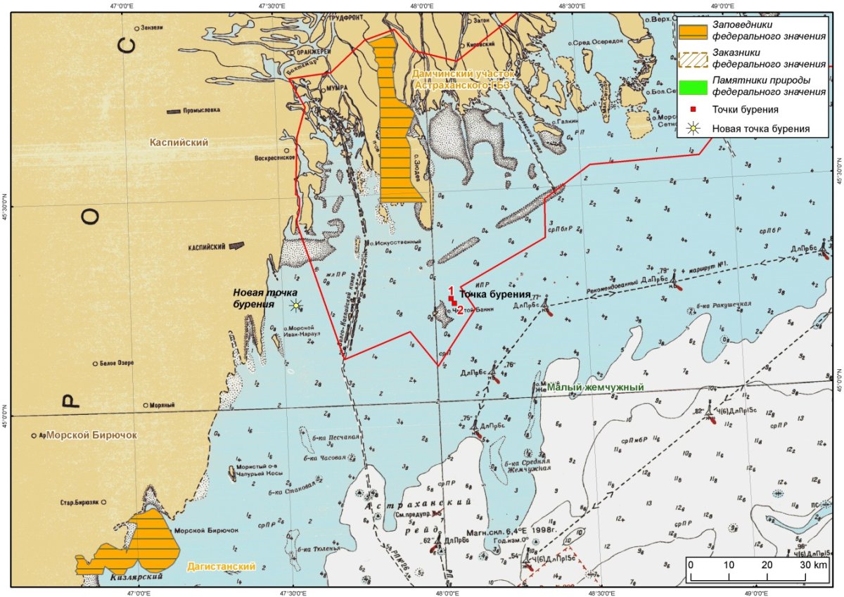 Карта глубин Каспийского моря