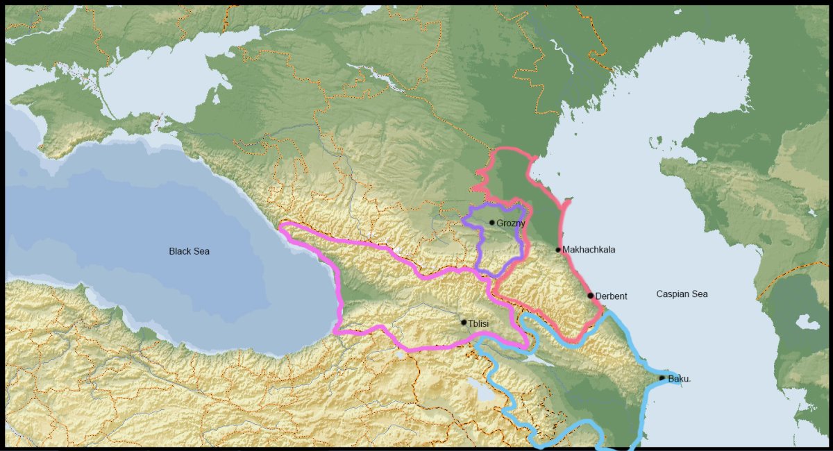 Карта Каспия и черного моря