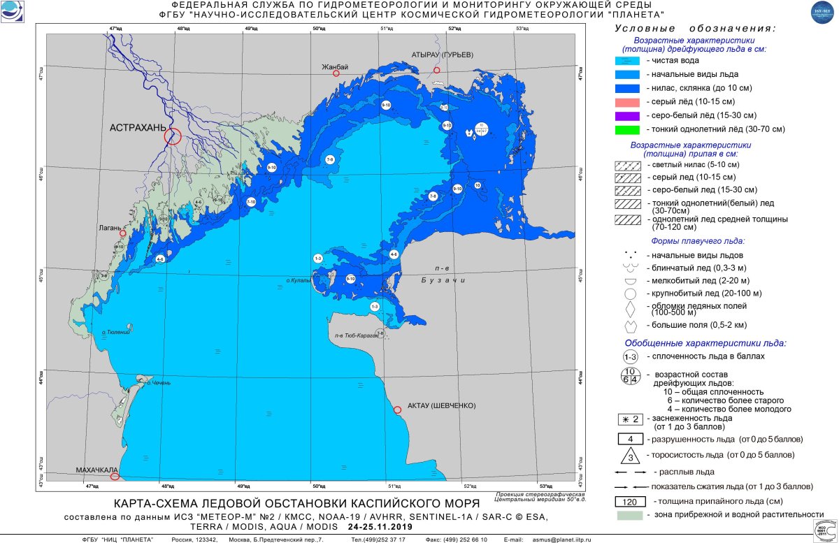 Карта глубин Каспийского моря
