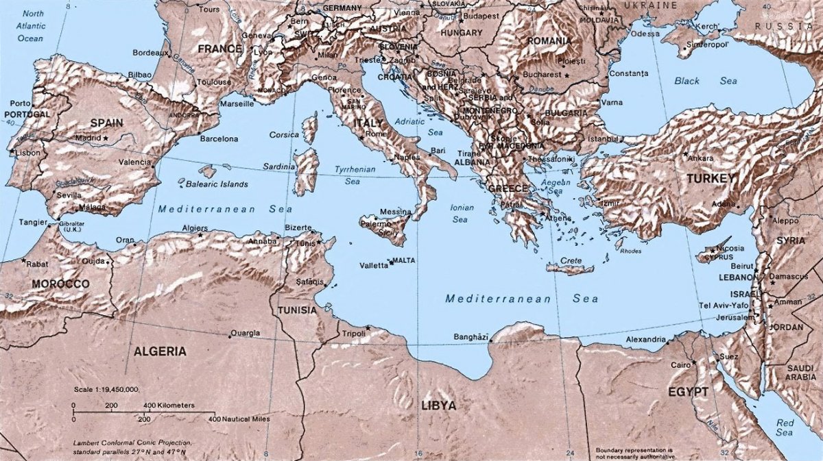 Карта Средиземного моря