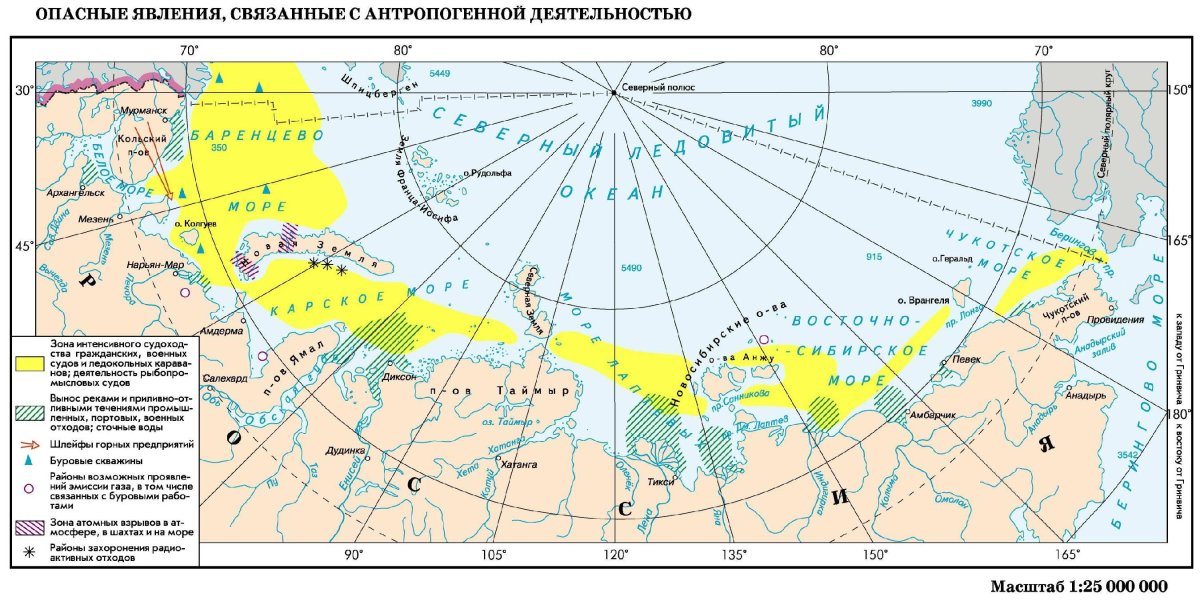 Граница России в Северном Ледовитом океане на карте