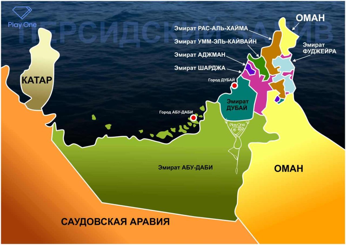 Карта ОАЭ С Эмиратами