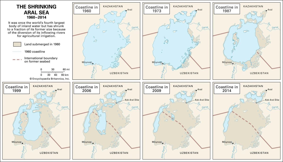 Карта Аральского моря 1950 года