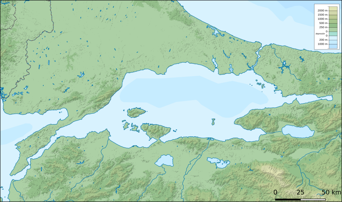 Остров Мармара в Мраморном море на карте