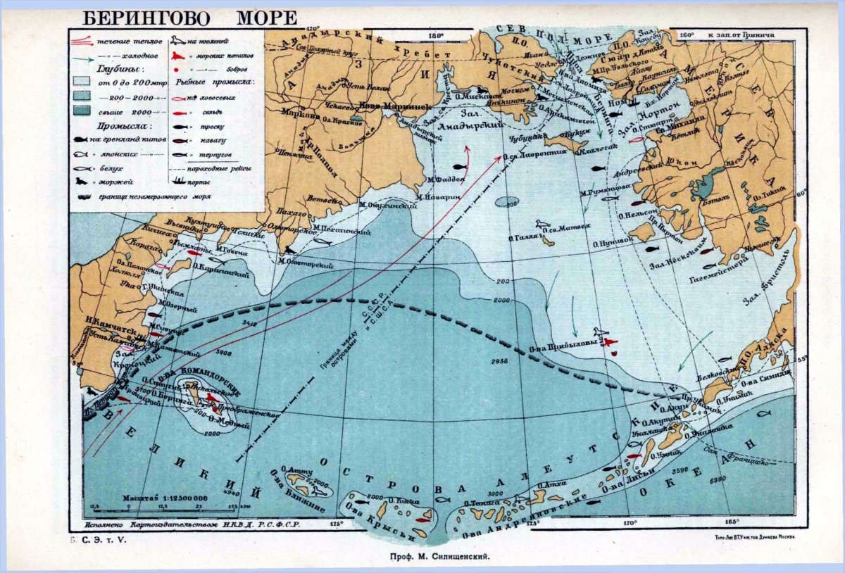 Границы Берингова моря на карте