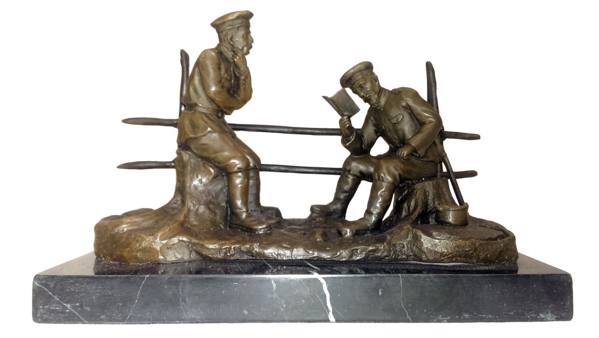 Bronze Figurine скульптура охотники на привале