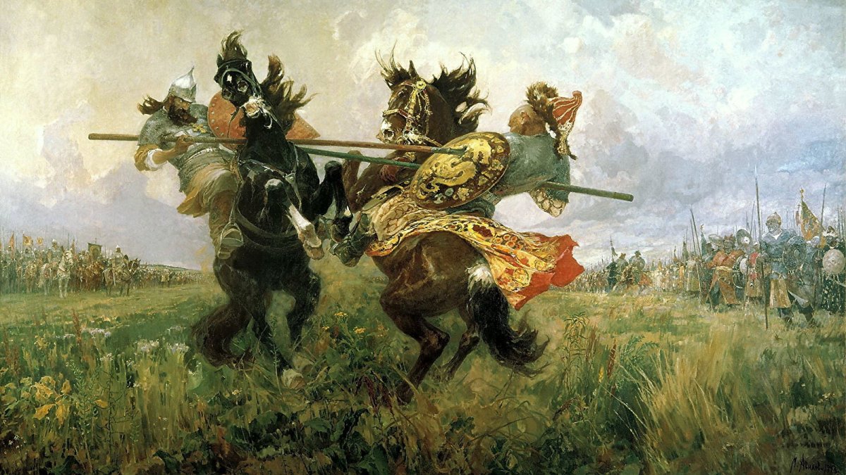 Куликовская битва поединок Пересвета с Челубеем