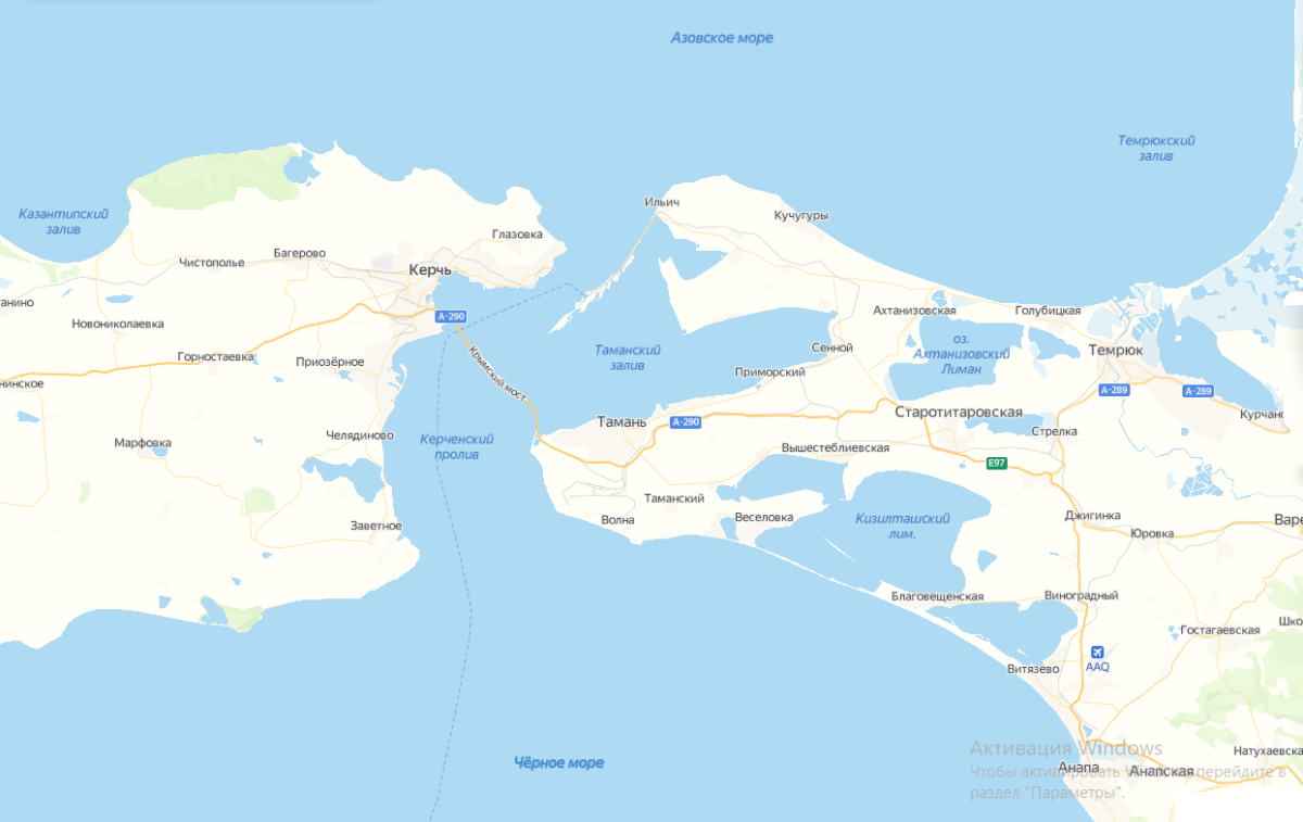 Карта Крымский мост через Керченский пролив