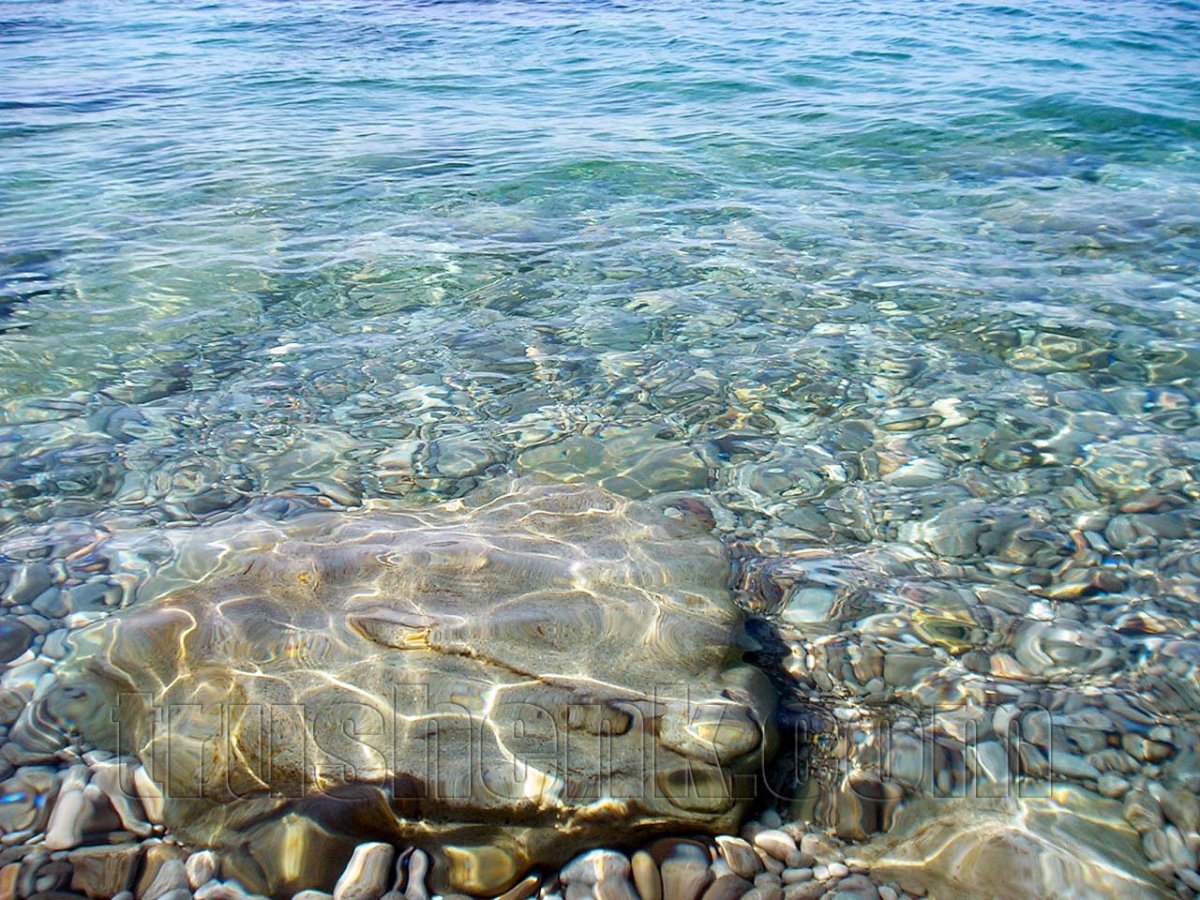 Прозрачная вода галька море