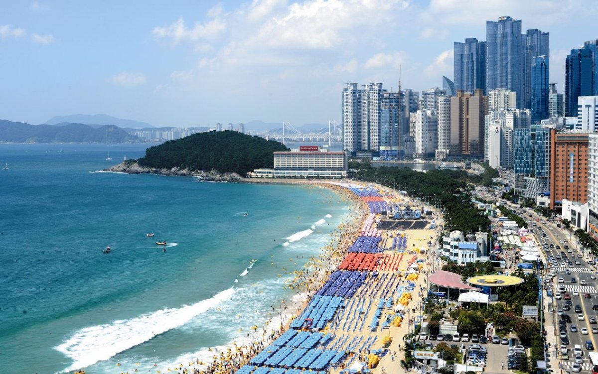 Южная Корея пляж «Haeundae Beach»