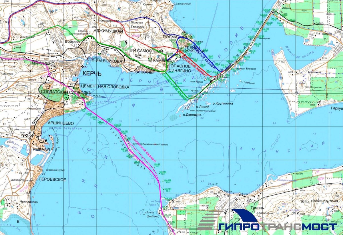 Карта Крымский мост через Керченский пролив