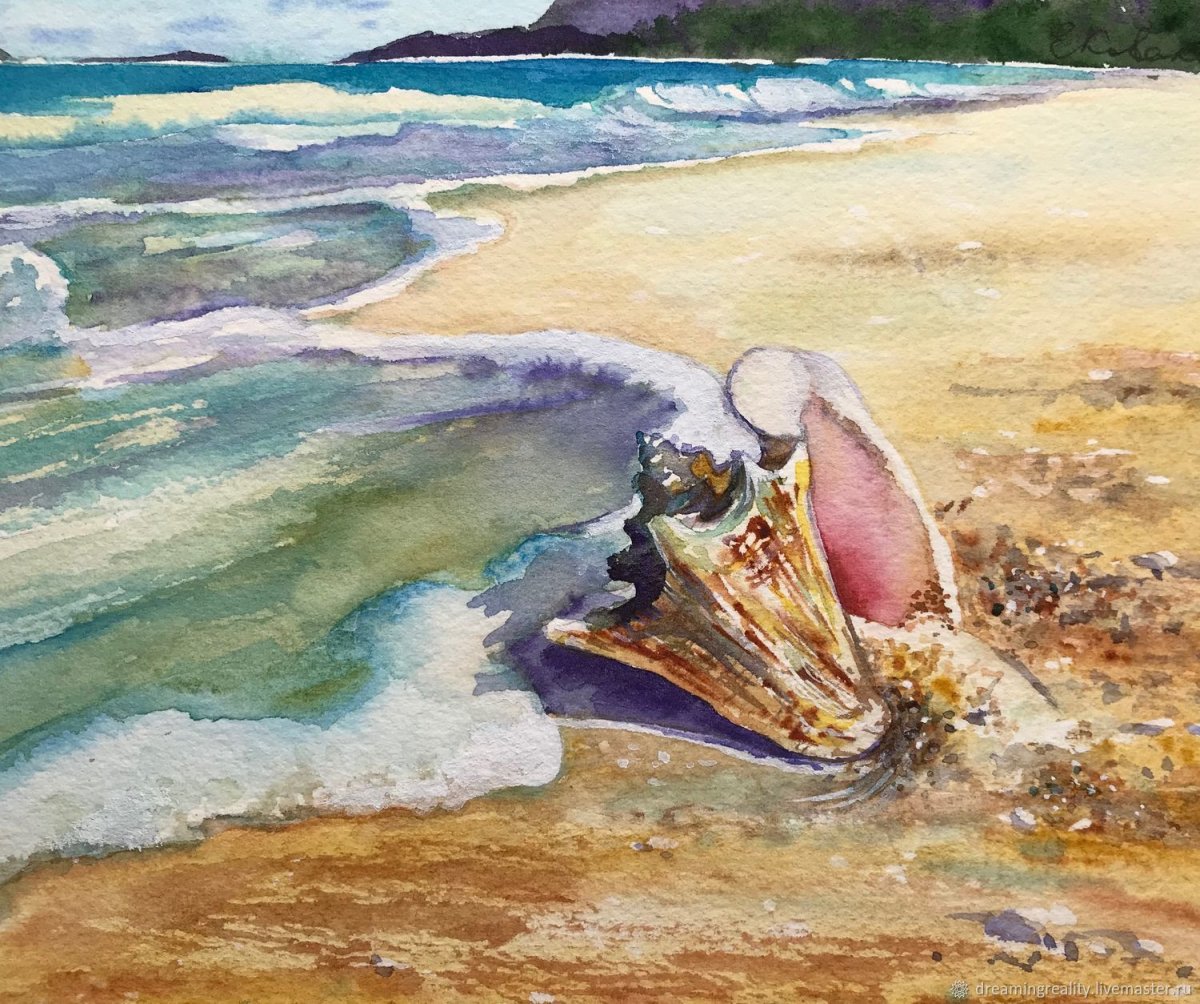 Акварельная живопись море