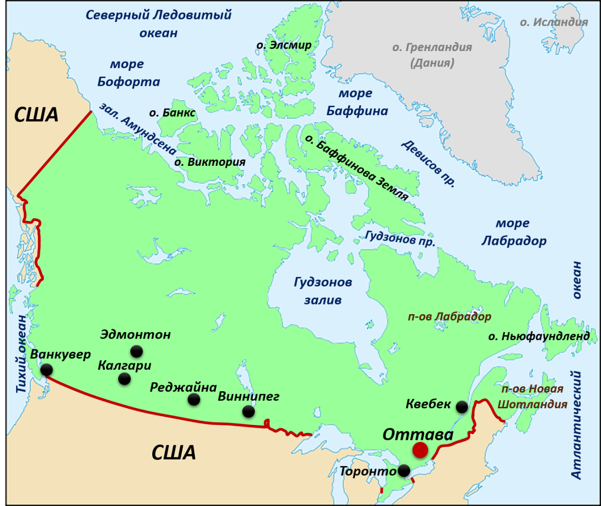Море Бофорта на карте Северной Америки