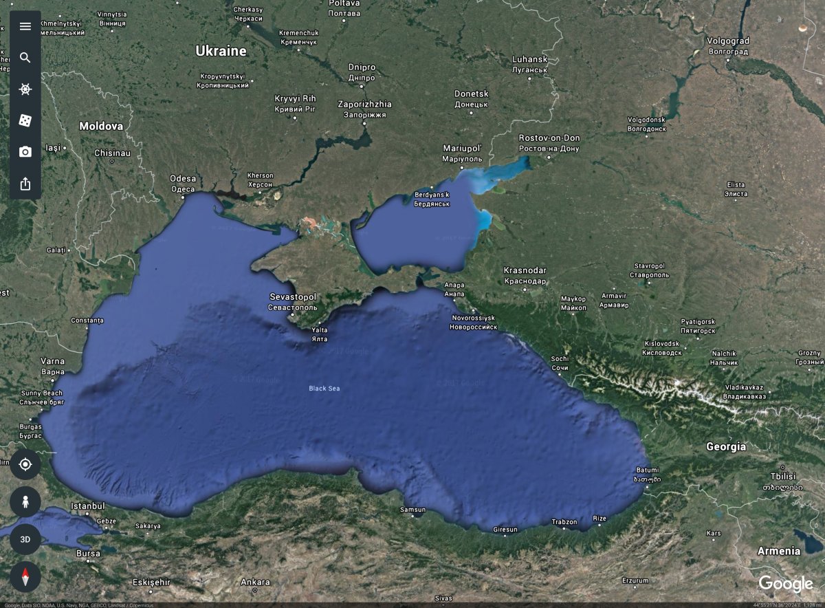 Черное и Азовское море на карте