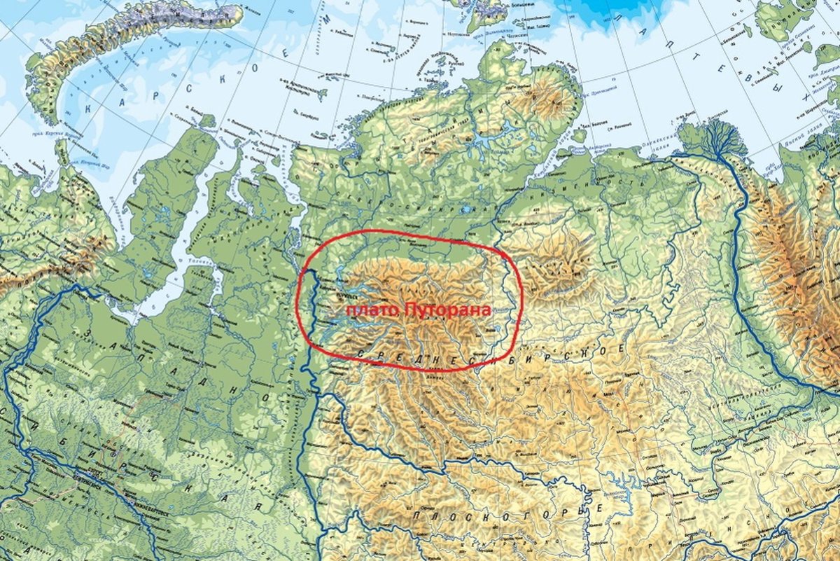 Плато Путорана на карте
