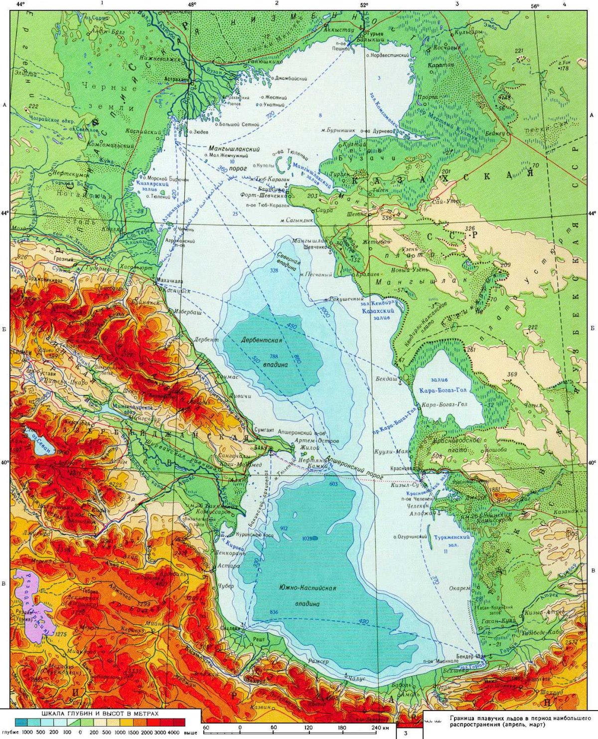 Каспийское море на карте России