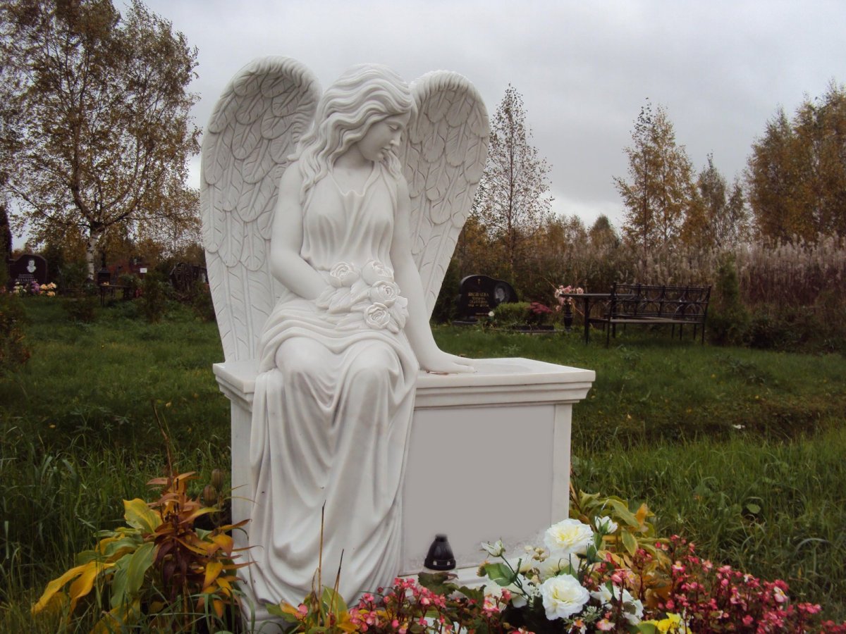 Памятник белый мрамор ангел