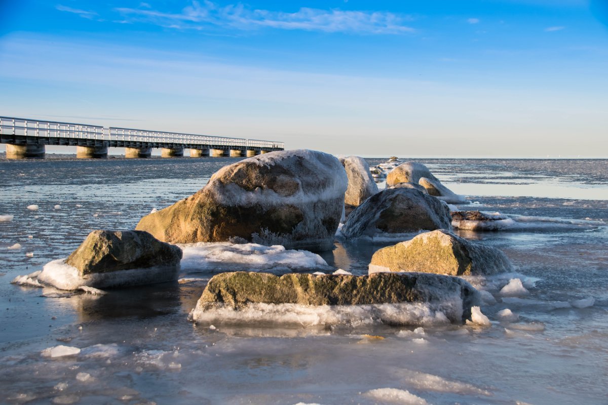 Skegness Beach Winter Rocks