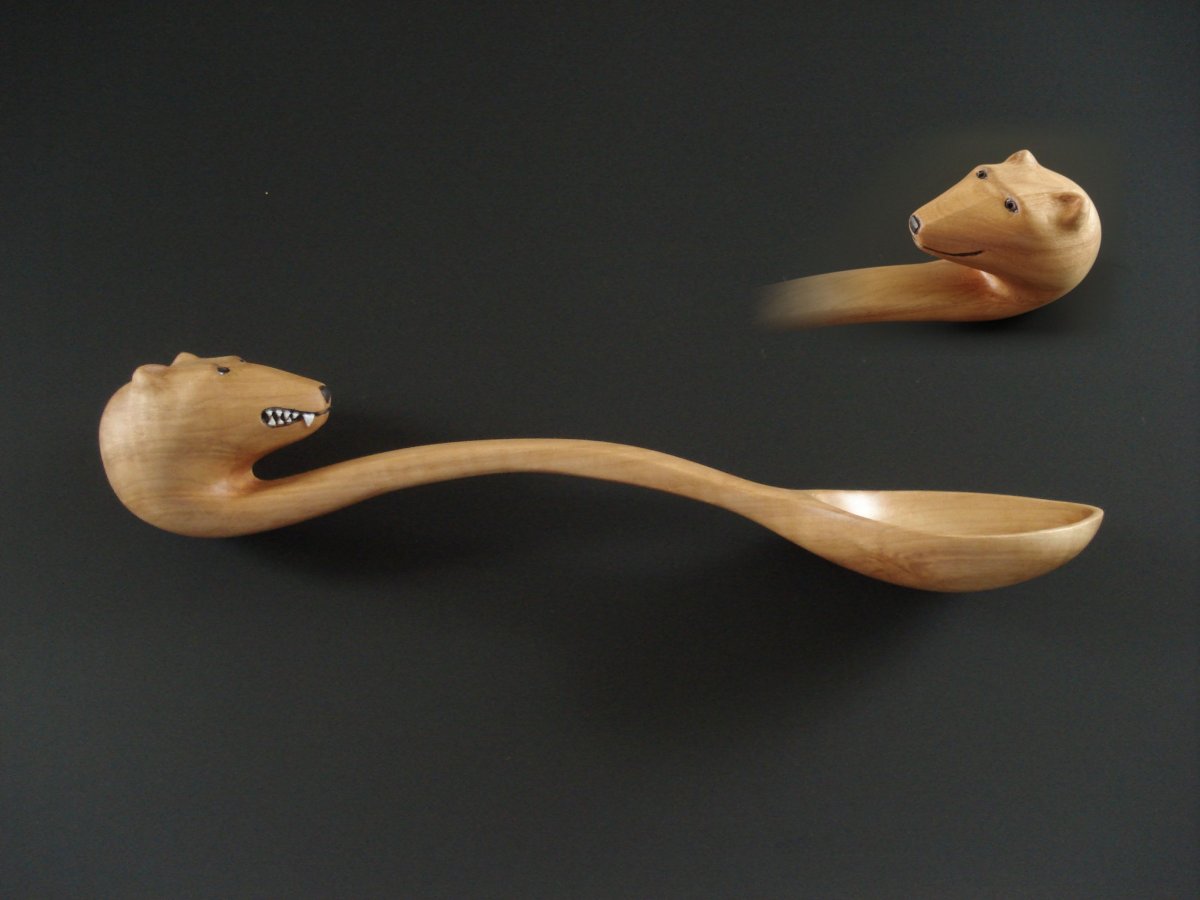 Wooden Bear with Spoon