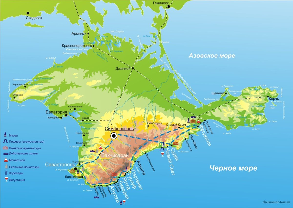Крымский полуостров географическая карта