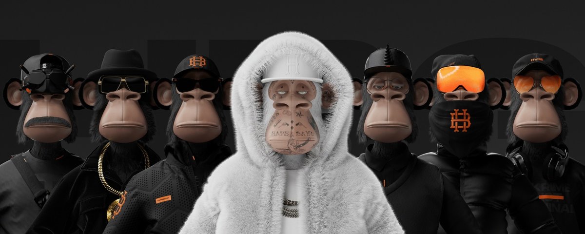 Hypebeast обезьяны NFT белая