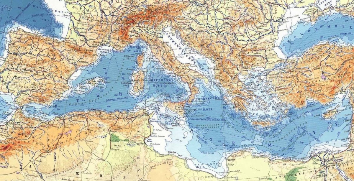 Средиземное море географическая карта