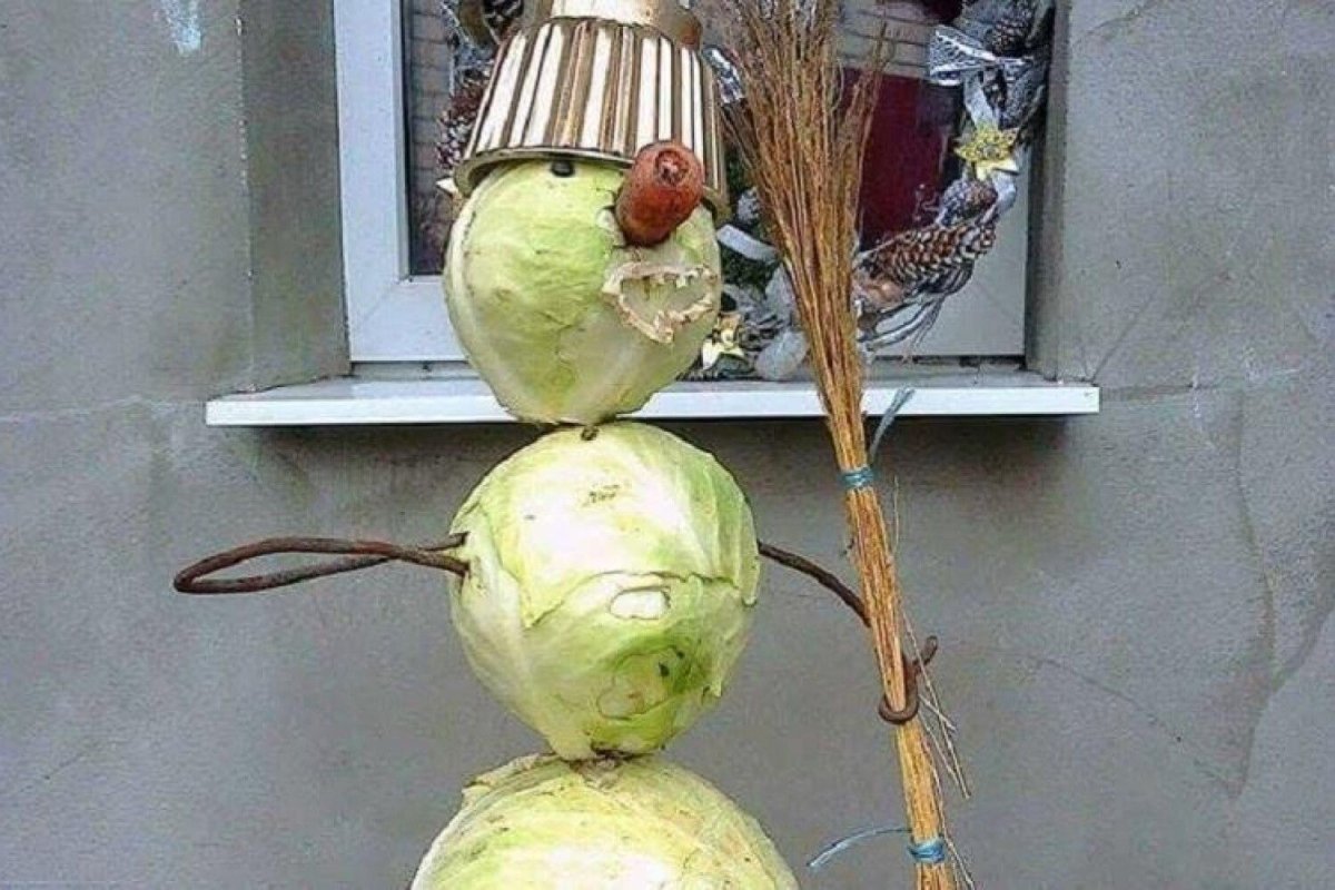Снеговик из капусты прикол