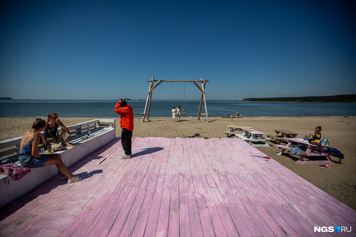 Обское море пляж Академгородка