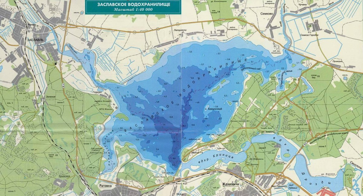 Заславское водохранилище на карте