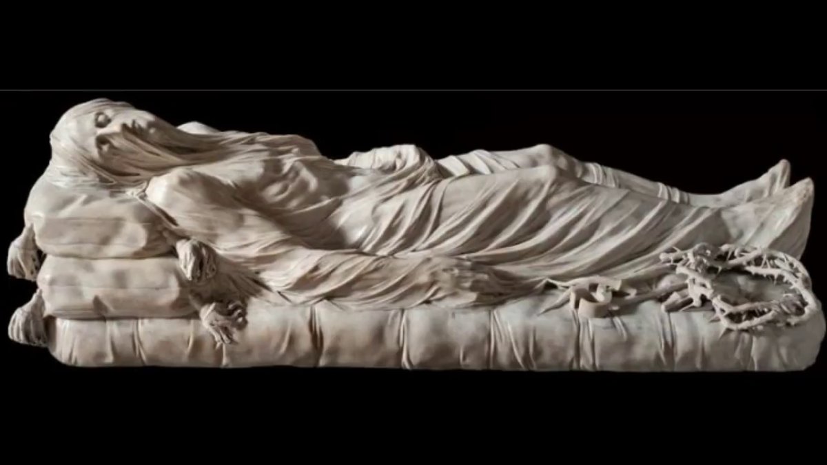 Скульптура Джузеппе Санмартино 1753 год Христос под плащаницей