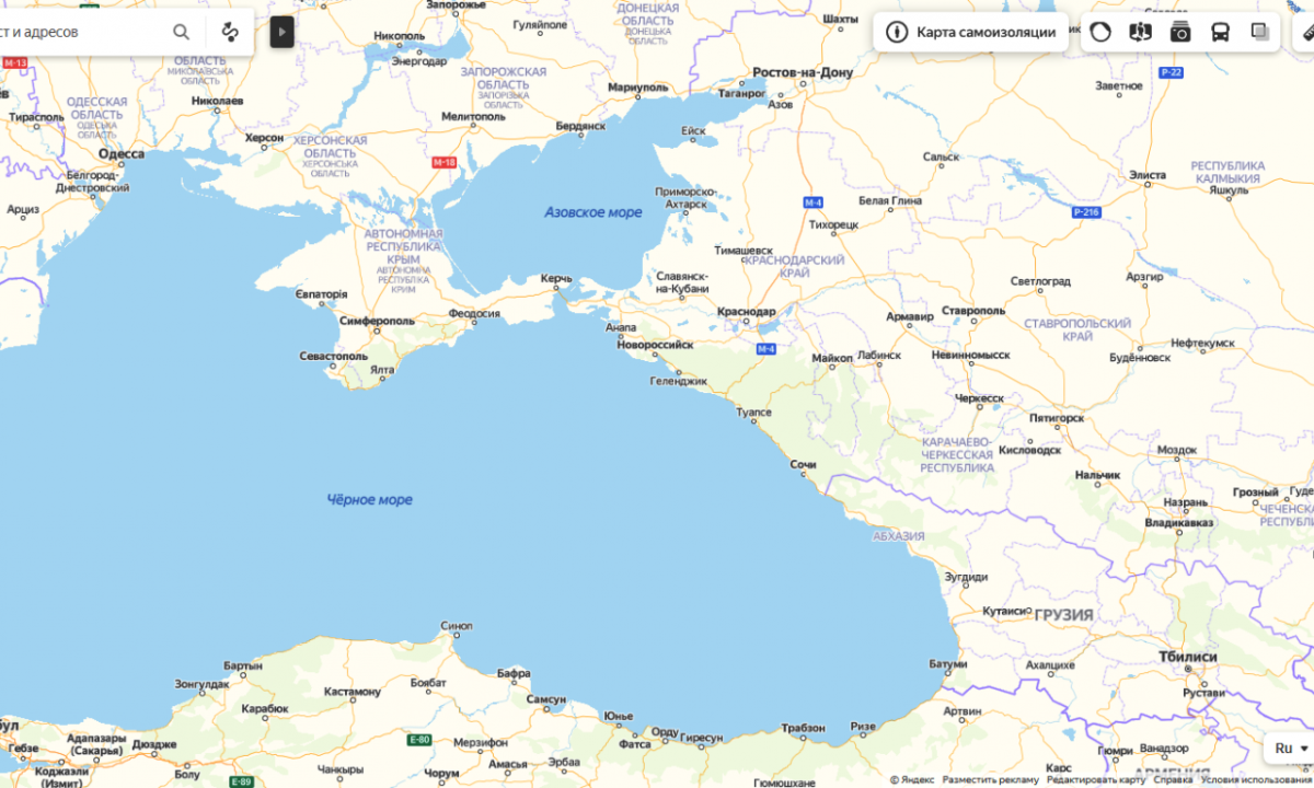 Крым и Абхазия на карте