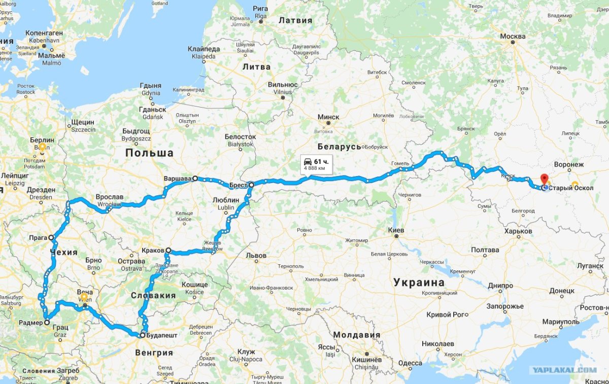 Брест Прага на машине