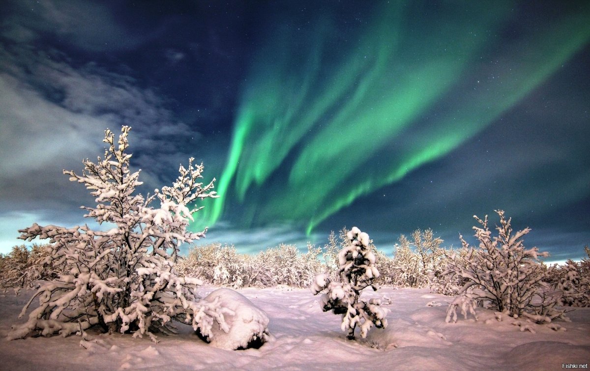 Мурманск зима Северное сияние