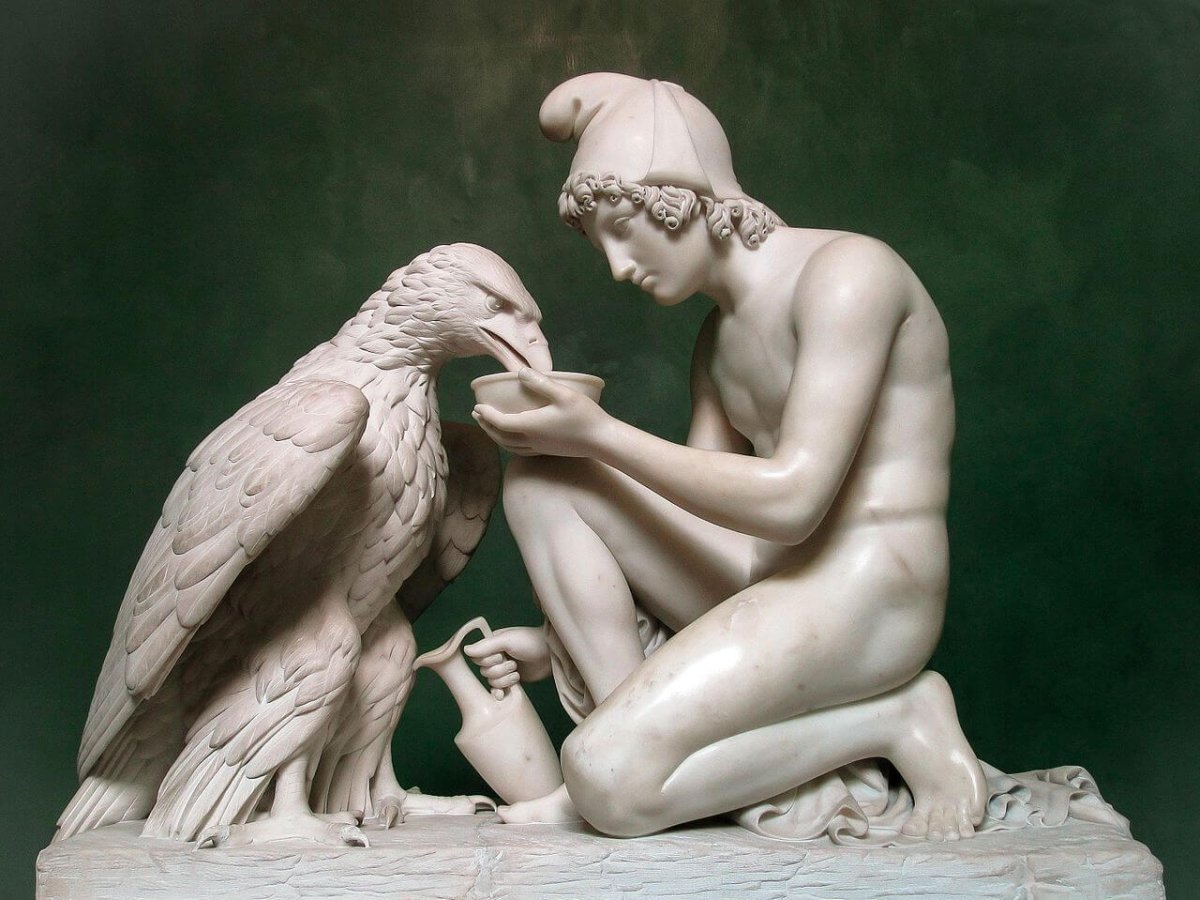 Бертель Торвальдсен. «Ганимед, кормящий Зевесова орла» (1817).