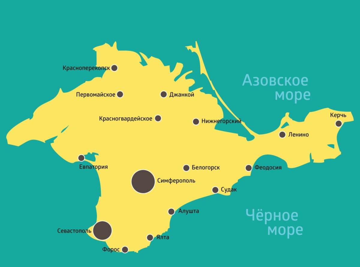 Крымский полуостров на карте России