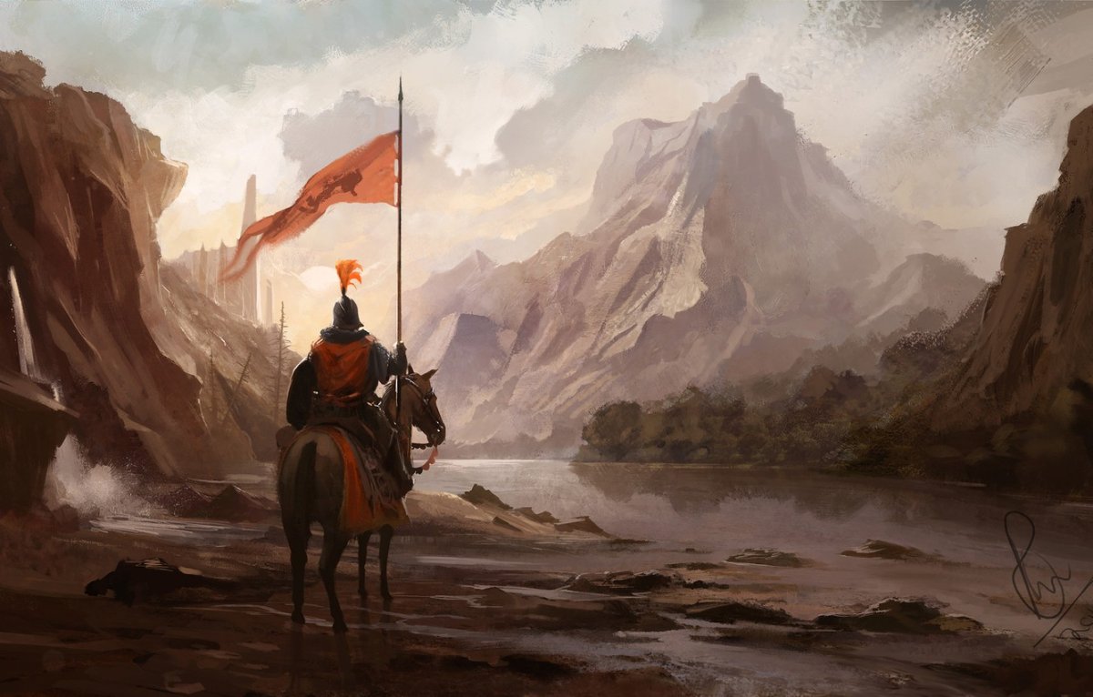 Пейзаж всадник