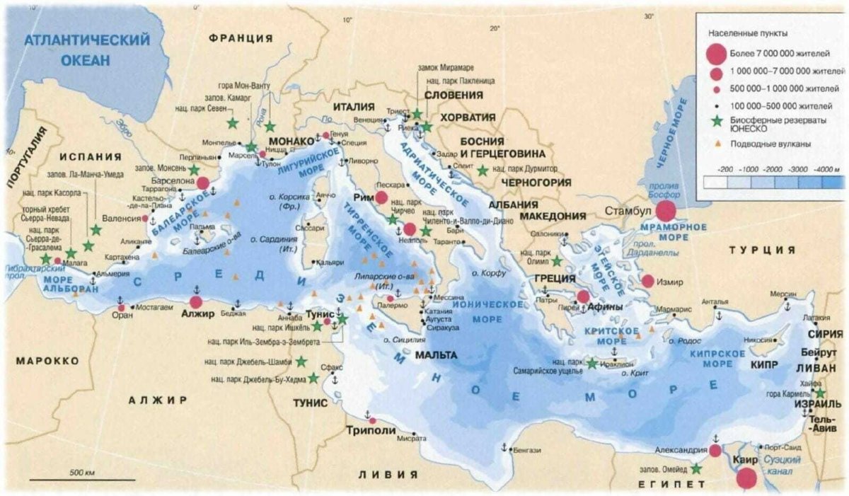 Бассейн Средиземного моря на карте