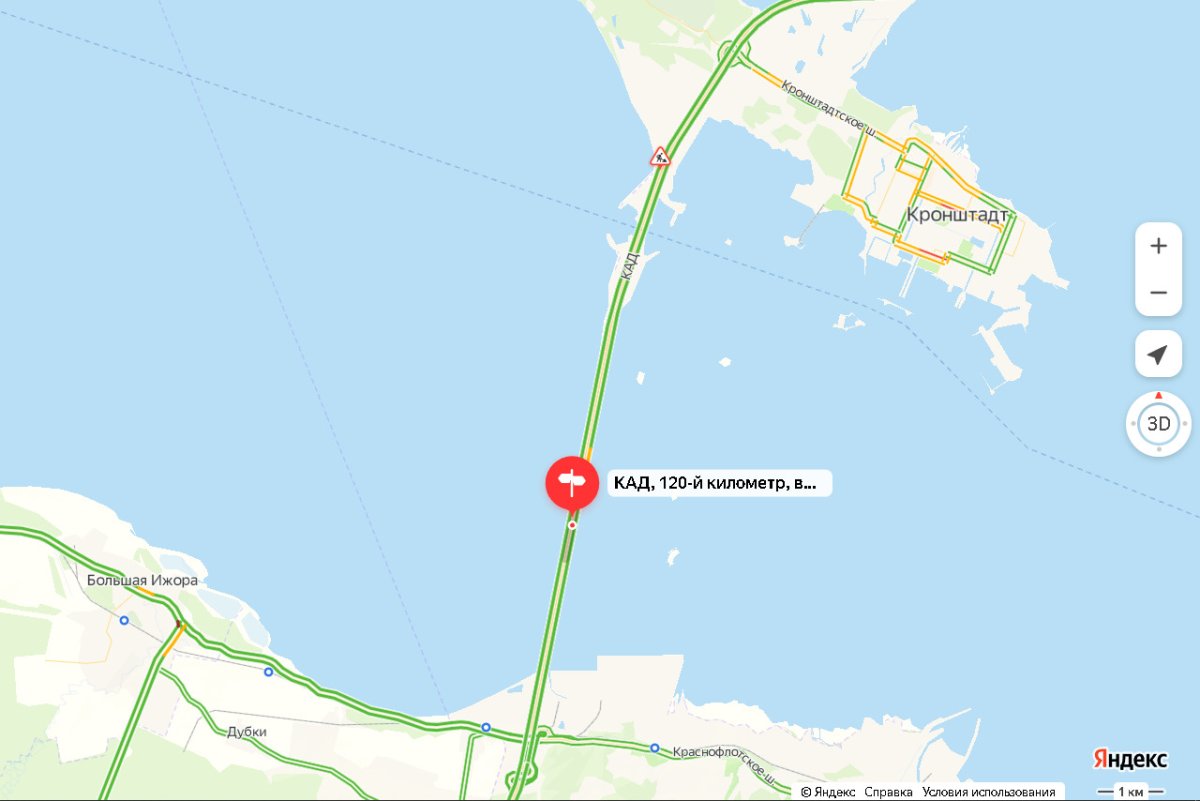 Дамба Кронштадт на карте